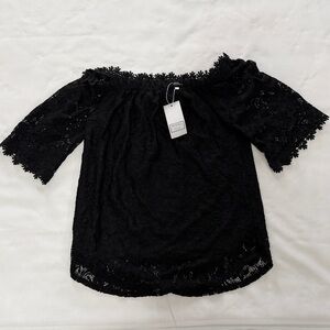 NWT MIHOLL BLACK OFF THE SHOULDER LACE TOP
